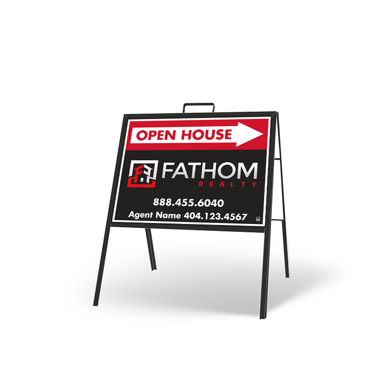 24" X 18" FOLDING "A" FRAME W/ TWO 24"X18" STYRENE CUSTOM PRINTED INSERTS for Fathom Realty 24" X 18" FOLDING "A" FRAME W/ TWO 24"X18" STYRENE CUSTOM PRINTED INSERTS for Fathom Realty