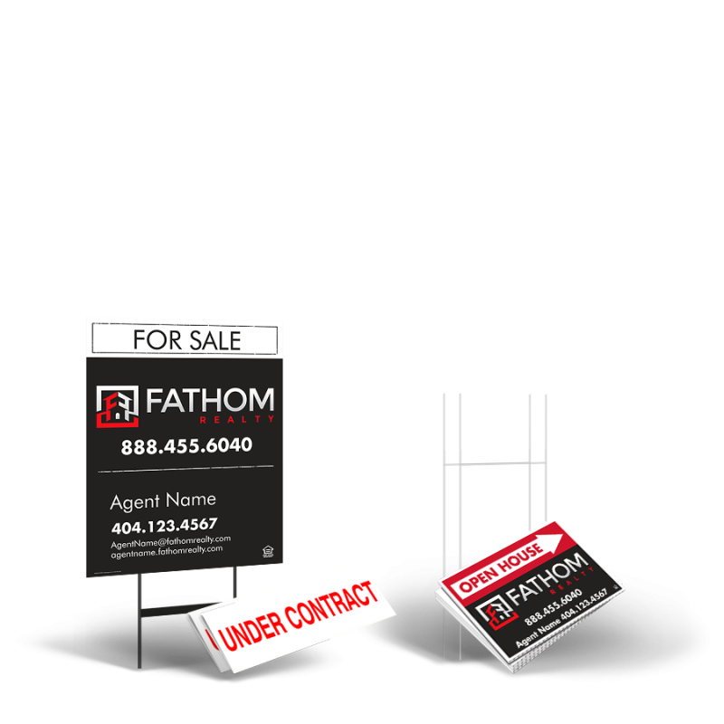 Fathom Realty Starter Package: 24x30 Yard Sign, Directionals, Stands, Clip-Ons Fathom Realty Starter Package: 24x30 Yard Sign, Directionals, Stands, Clip-Ons