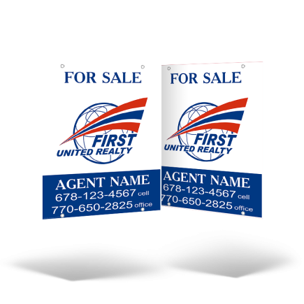 24x30 Two-Sided Styrene/Aluminum Hanging Panel w/ Grommets for First United Realty