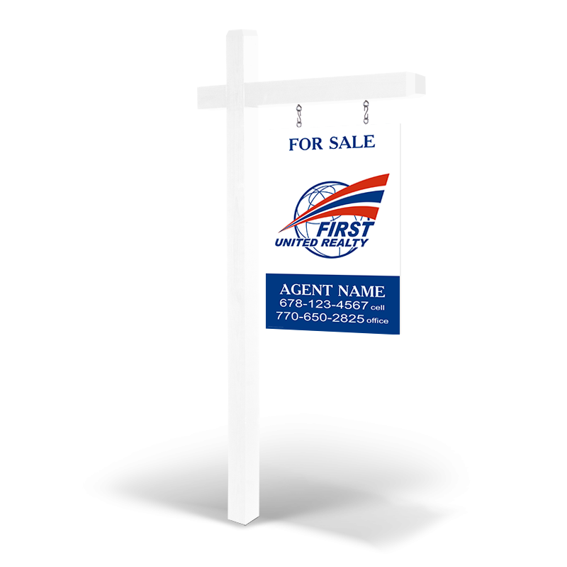 2X3'CustomWooden2-Sided Hanging Panel  in ReflectiveorNon Reflective with Wooden Arm Post&Installation For First United Realty