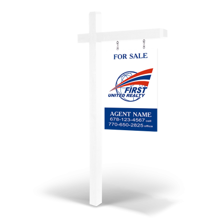 2X3'CustomWooden2-Sided Hanging Panel  in ReflectiveorNon Reflective with Wooden Arm Post&Installation For First United Realty