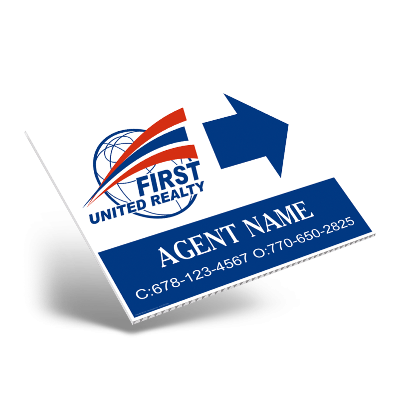24" X18" ONE OR TWO SIDED CUSTOM COROPLAST SIGN PANEL For First United Realty