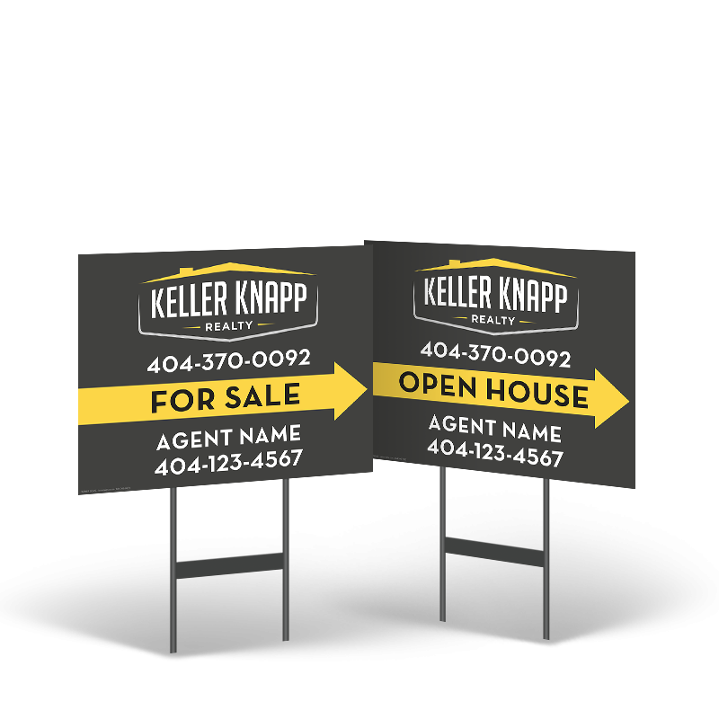 18"x14" Two-Sided Reflective/Non-Reflective Styrene Yard Sign on Black Stand for Keller Knapp