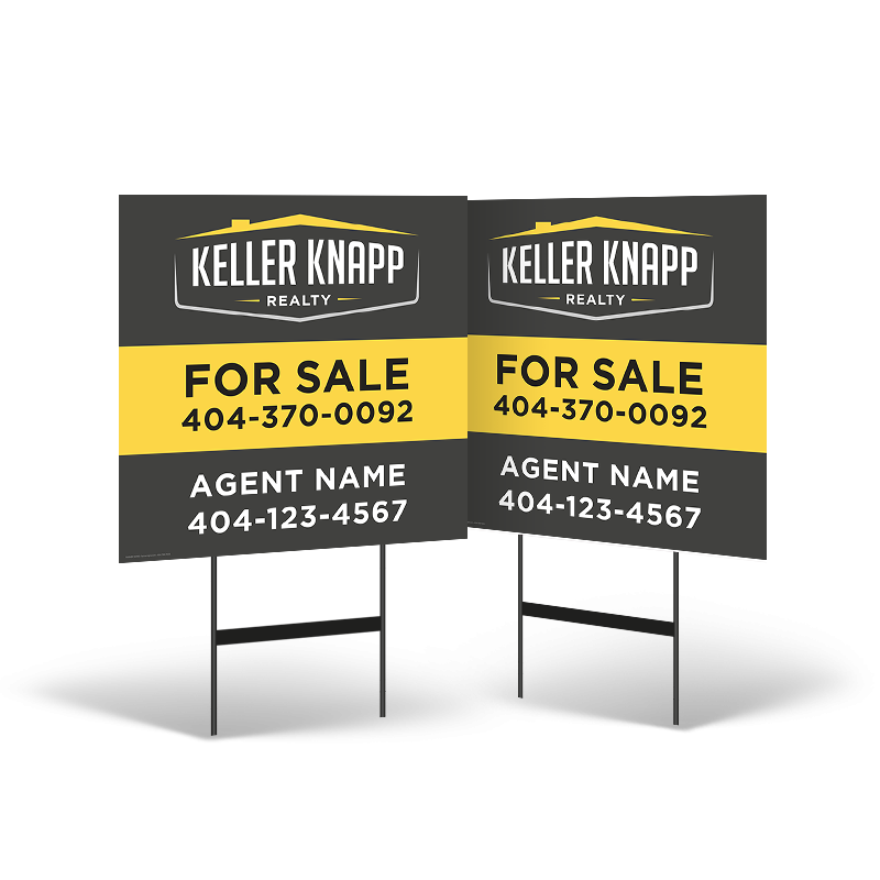 24"x24" Reflective Styrene Yard Sign Two-Sided on Black Powder-Coated Stand For Keller Knapp