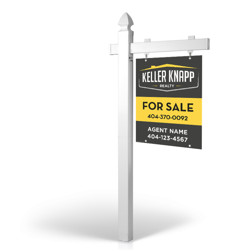 6' Easy Arm Post with 24"x30" Two-Sided Hanging Panels: Styrene, Aluminum, & Reflective Options For Keller Knapp
