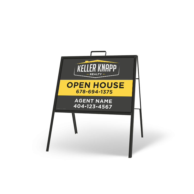 24" X 18" FOLDING "A" FRAME W/ TWO 24"X18" STYRENE CUSTOM PRINTED INSERTS for  Keller Knapp