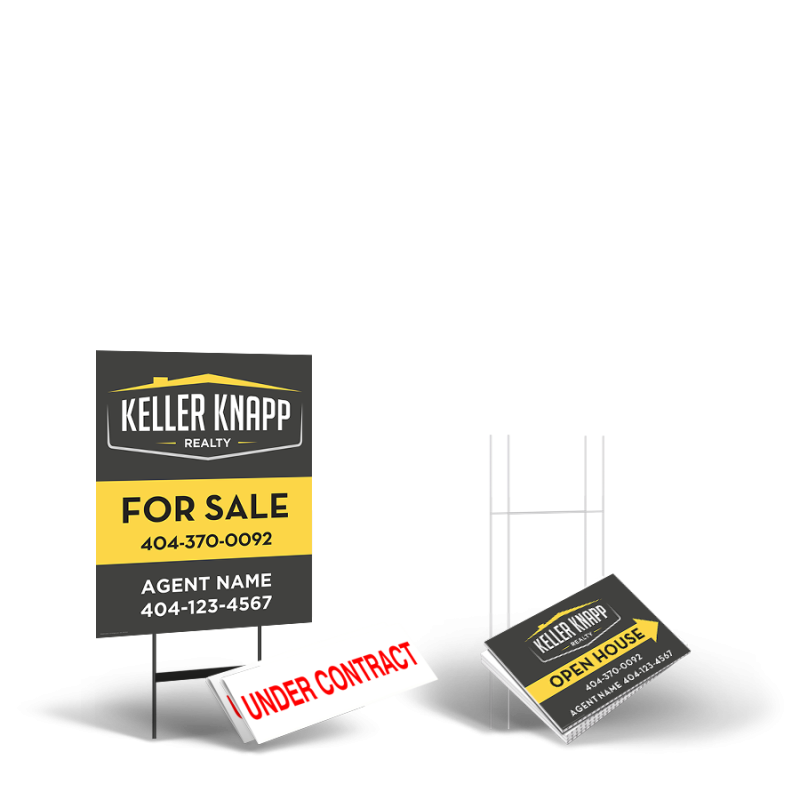 Keller Knapp Estate Starter Package: 24x30 Yard Sign, Directionals, Stands, Clip-Ons