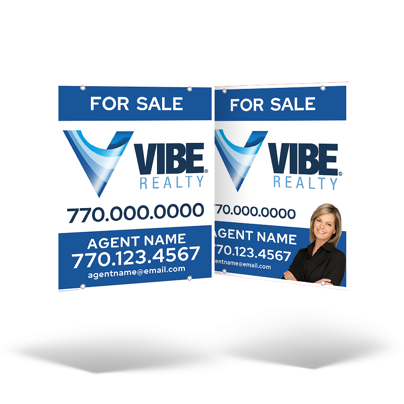 24x30 Two-Sided Styrene/Aluminum Hanging Panel w/ Grommets for Vibe Realty
