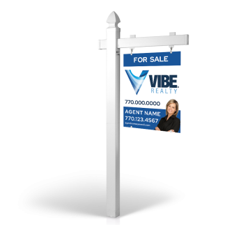 6' Easy Arm Post with 24"x30" Two-Sided Hanging Panels: Styrene, Aluminum, & Reflective Options for Vibe Realty
