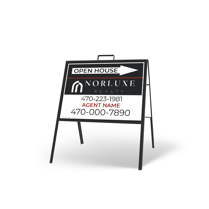 24"X18" Folding A-Frame with Custom Printed Styrene Inserts for Norluxe Realty 24"X18" Folding A-Frame with Custom Printed Styrene Inserts for Norluxe Realty