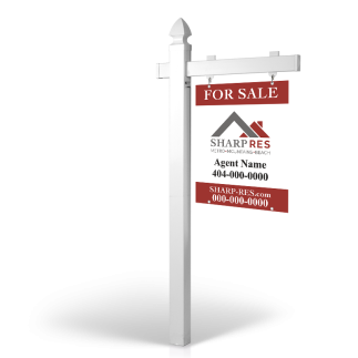 5' Easy Arm Post with 24"x30" Two-Sided Hanging Panels:Styrene,Reflective,Aluminum for Sharp Real Estate Services