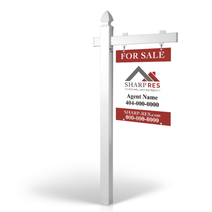 6' Easy Arm Post with 24"x30" Two-Sided Hanging Panels: Styrene, Aluminum, & Reflective Options for Sharp Real Estate Services