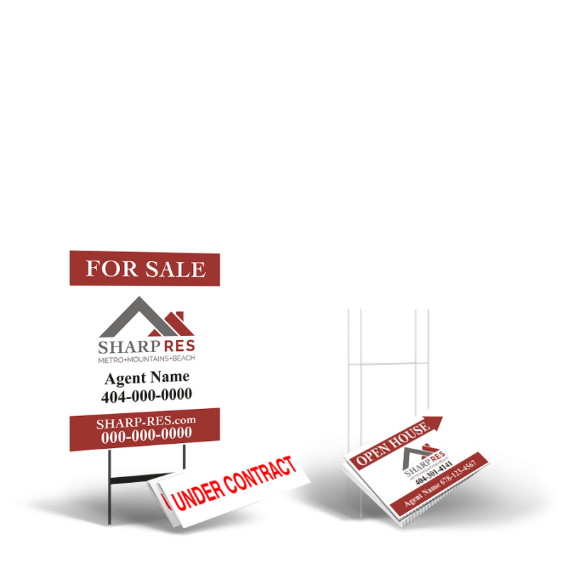 Sharp Real Estate Services Starter Package: 24x30 Yard Sign, Directionals, Stands, Clip-Ons Sharp Real Estate Services Starter Package: 24x30 Yard Sign, Directionals, Stands, Clip-Ons