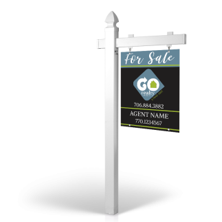 5' Easy Arm Post with 24"x30" Two-Sided Hanging Panels:Styrene,Reflective,Aluminum for Go Realty