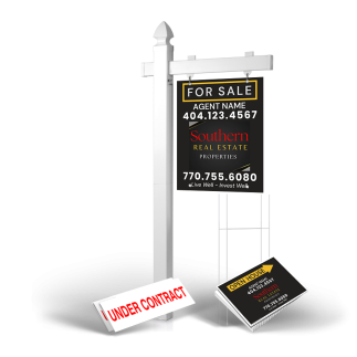 Homerun Pkg:6'Easy Arm Post,24"x30"Styrene Panel,4Coroplast Directionals,4Step Stake Stands for Southern REP