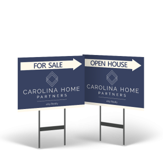 18"x14" Two-Sided Styrene/Reflective Yard Sign on Black Powder-Coated Stand, Carolina Home Partners