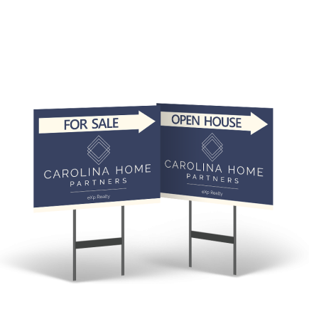 18"x14" Two-Sided Styrene/Reflective Yard Sign on Black Powder-Coated Stand, Carolina Home Partners