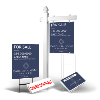 Grand Slam Package Carolina Home Partners: 6' Post, Two-Sided 24"x30" Panels, Directionals, Stakes, Clip-Ons