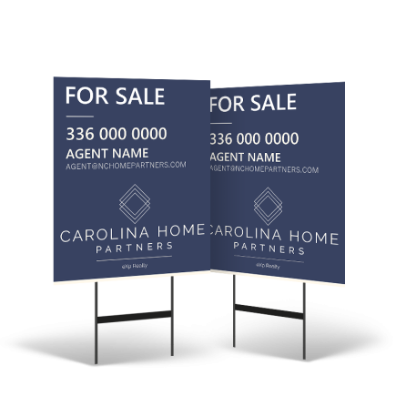 24"x30" Two-Sided Styrene/Reflective Yard Sign on Black Powder-Coated Stand for Carolina Home Partners