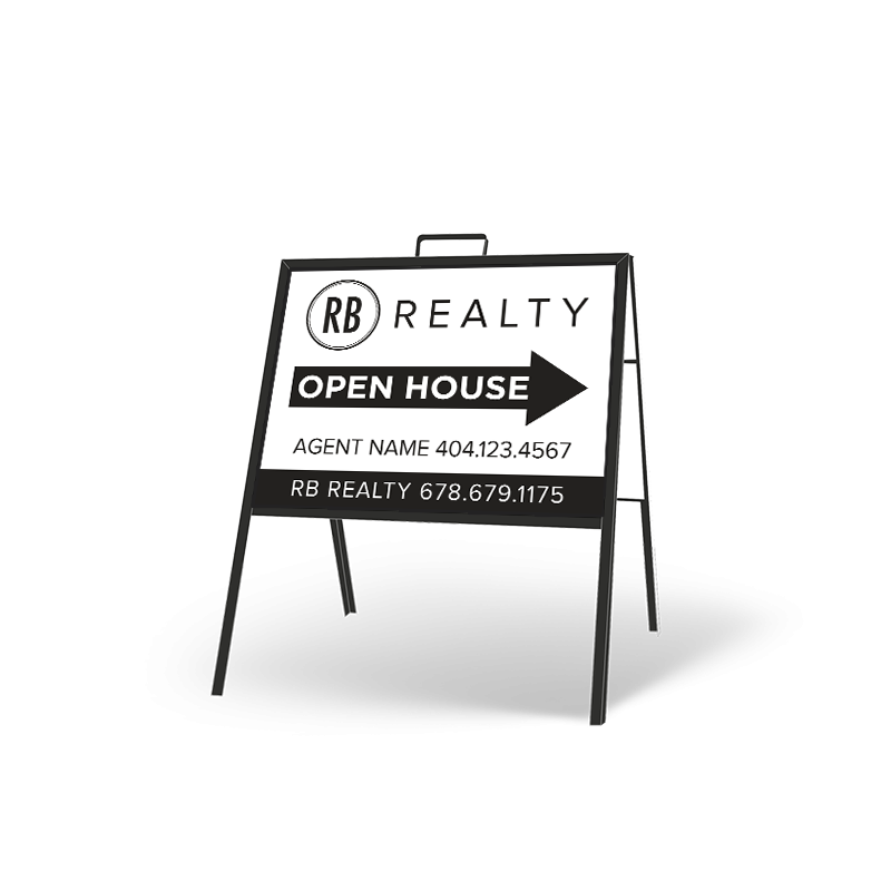 24" X 18" FOLDING "A" FRAME W/ TWO 24"X18" STYRENE CUSTOM PRINTED INSERTS For Red Barn Realty Group