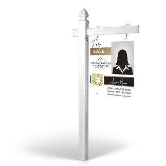 5' Easy Arm Post with 24"x30" Two-Sided Hanging Panels:Styrene,Reflective,Aluminum for Sharon Barnes & Associates