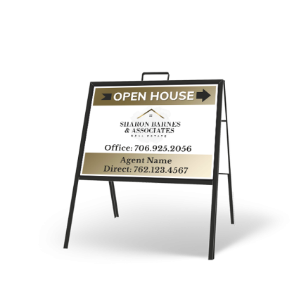 24" X 18" FOLDING "A" FRAME W/ TWO 24"X18" STYRENE CUSTOM PRINTED INSERTS For Sharon Barnes & Associate