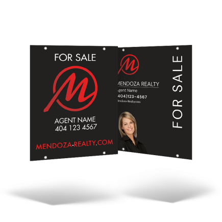 24x30 Two-Sided Styrene/Aluminum Hanging Panel w/ Grommets for Mendoza Realty