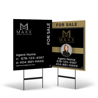 24"x30" Two-Sided Styrene/Reflective Yard Sign on Black Powder-Coated Stand for Maxx Legacy Collection