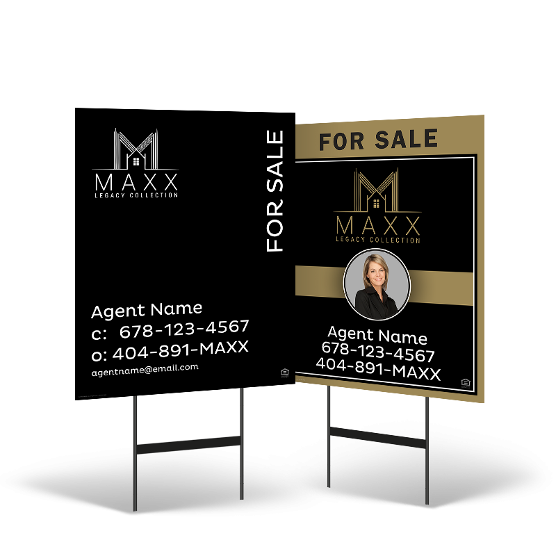 24"x30" Two-Sided Styrene/Reflective Yard Sign on Black Powder-Coated Stand for Maxx Legacy Collection