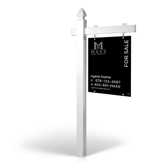 6' Easy Arm Post with 24"x30" Two-Sided Hanging Panels: Styrene, Aluminum, & Reflective Options for Maxx Legacy Collection