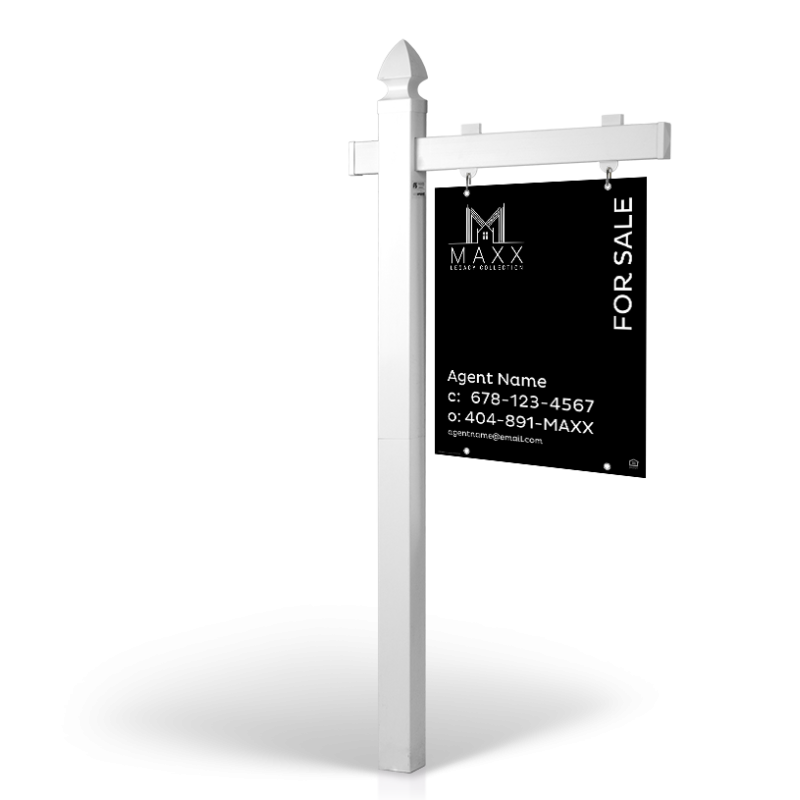 6' Easy Arm Post with 24"x30" Two-Sided Hanging Panels: Styrene, Aluminum, & Reflective Options for Maxx Legacy Collection