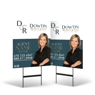24"x30" Two-Sided Styrene/Reflective Yard Sign on Black Powder-Coated Stand for Dowtin Realty & Co