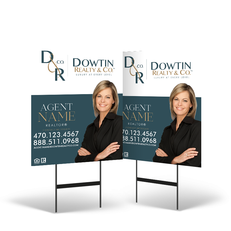 24"x30" Two-Sided Styrene/Reflective Yard Sign on Black Powder-Coated Stand for Dowtin Realty & Co