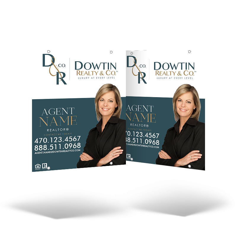 24x30 Two-Sided Styrene/Aluminum Hanging Panel w/ Grommets for Dowtin Realty & Co