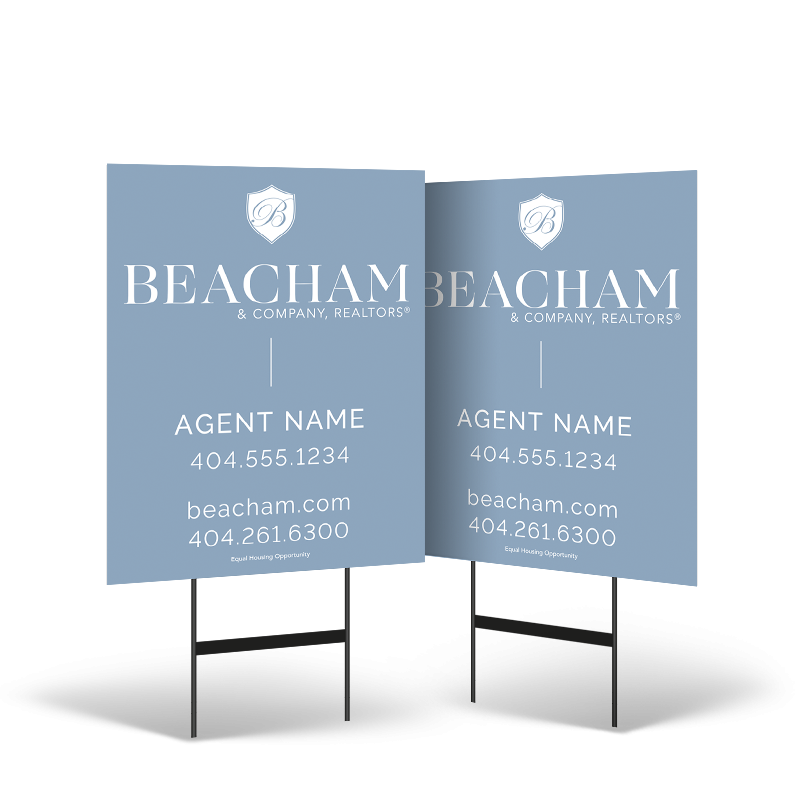 24"x30" Styrene Yard Sign on Black Stand for Beacham & Co.