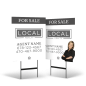24"x30" Two-Sided Styrene/Reflective Yard Sign on Black Powder-Coated Stand for Local Realty
