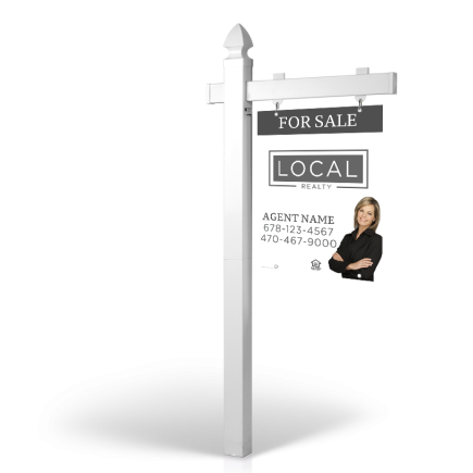 5' Easy Arm Post with 24"x30" Two-Sided Hanging Panels:Styrene,Reflective,Aluminum for Local Realty