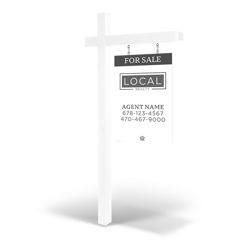 2X3'CustomWooden2-Sided Hanging Panel  in ReflectiveorNon Reflective with Wooden Arm Post&Installation For Local Realty