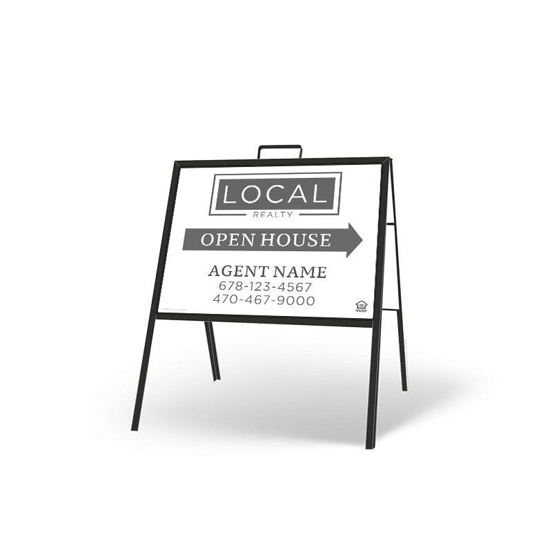 24" X 18" FOLDING "A" FRAME W/ TWO 24"X18" STYRENE CUSTOM PRINTED INSERTS For Local Realty