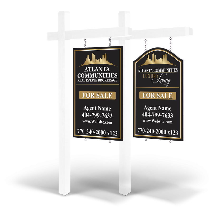 2X3'CustomWooden2-Sided Hanging Panel  in ReflectiveorNon Reflective with Wooden Arm Post&Installation For ATLANTA COMMUNITIES