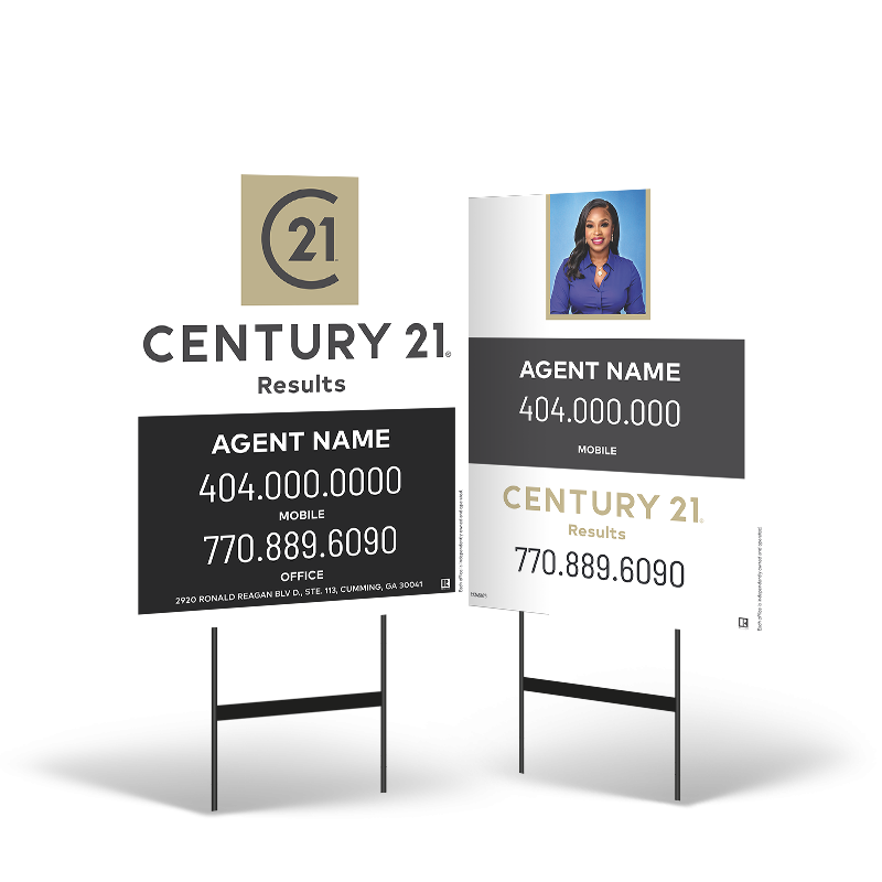 24x30 Two-Sided Reflective/Non-Reflective Styrene Yard Sign on Black Stand for Century 21 Results 24x30 Two-Sided Reflective/Non-Reflective Styrene Yard Sign on Black Stand for Century 21 Results