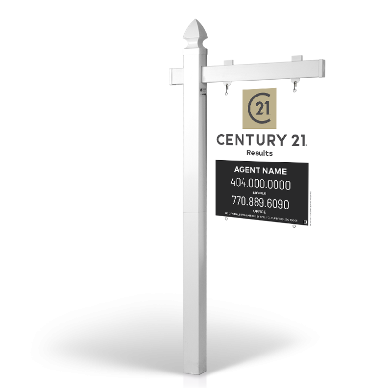 5' Easy Arm Post with 24"x30" Two-Sided Hanging Panels:Styrene,Reflective,Aluminum for Century 21 Results