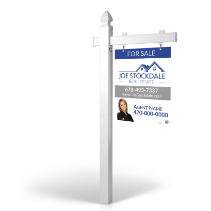 5' Easy Arm Post with 24"x30" Two-Sided Hanging Panels:Styrene,Reflective,Aluminum for Joe Stockdale RE