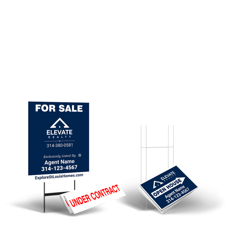 Elevate Realty Starter Package: 24x30 Yard Sign, Directionals, Stands, Clip-Ons