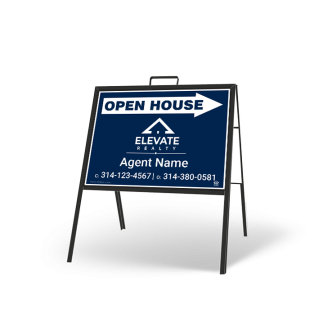 24" X 18" FOLDING "A" FRAME W/ TWO 24"X18" STYRENE CUSTOM PRINTED INSERTS For Elevate Realty