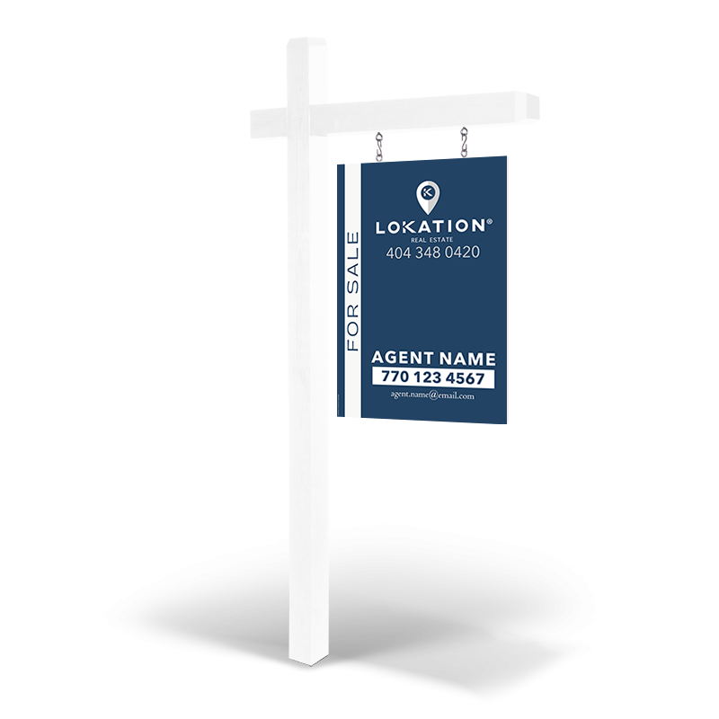 2X3'CustomWooden2-Sided Hanging Panel  in ReflectiveorNon Reflective with Wooden Arm Post&Installation For Lokation RE