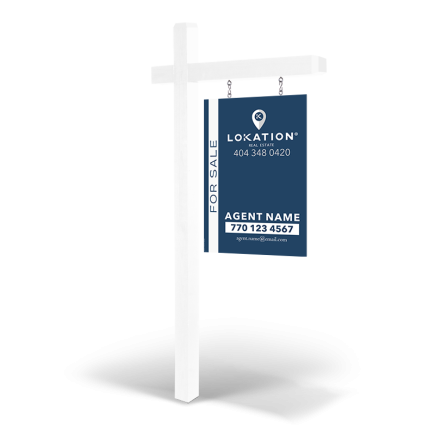 2X3'CustomWooden2-Sided Hanging Panel  in ReflectiveorNon Reflective with Wooden Arm Post&Installation For Lokation RE