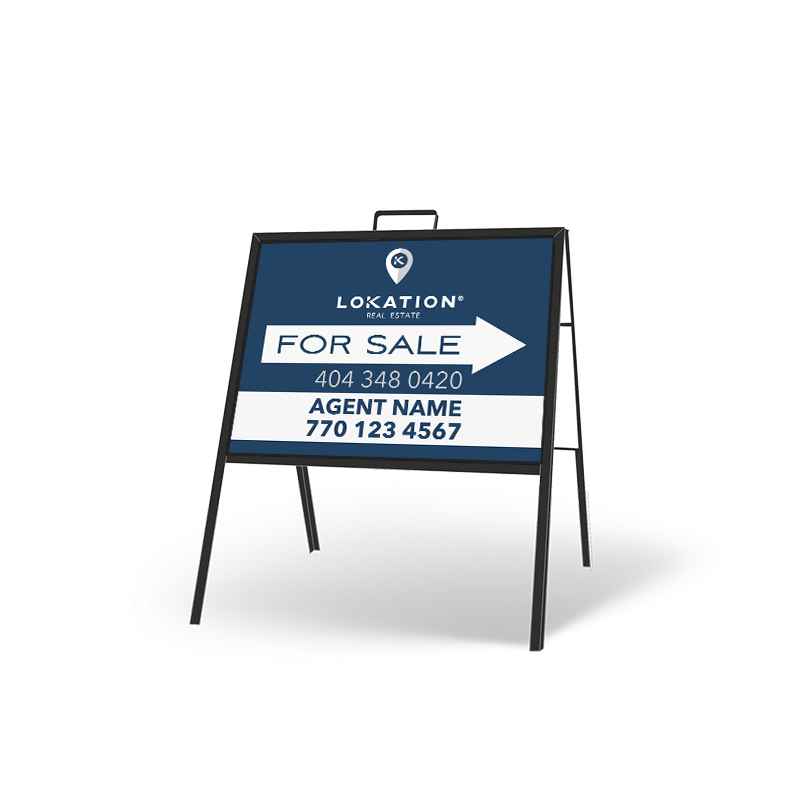 24" X 18" FOLDING "A" FRAME W/ TWO 24"X18" STYRENE CUSTOM PRINTED INSERTS For Lokation RE