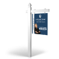 6' Easy Arm Post with 24"x30" Two-Sided Hanging Panels: Styrene, Aluminum, & Reflective Options for Lokation RE