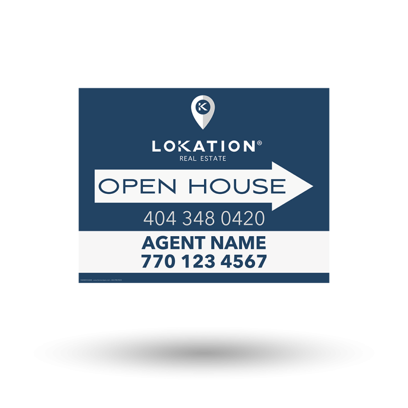 18"x14" Two-Sided Styrene/Reflective Yard Sign on Black Powder-Coated Stand, Lokation RE